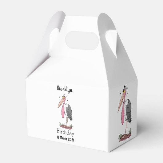 Funny marabou stork cartoon bedankdoosjes (Voorkant Zijde)