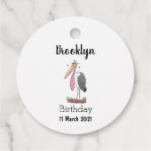 Funny marabou stork cartoon bedankjes labels (Achterkant)