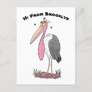 Funny marabou stork cartoon briefkaart