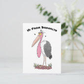 Funny marabou stork cartoon briefkaart (Staand voorkant)