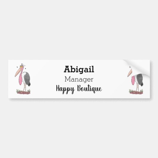 Funny marabou stork cartoon bumpersticker (Voorkant)