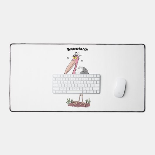 Funny marabou stork cartoon bureaumat (Keyboard & Muis)