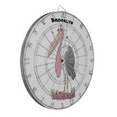 Funny marabou stork cartoon dartbord (Voorkant Links)