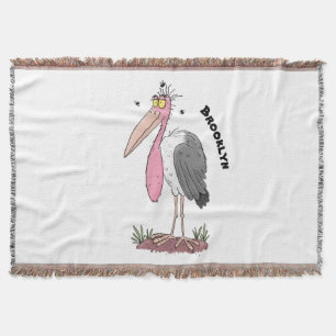 Funny marabou stork cartoon deken