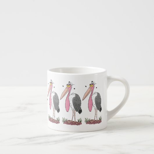 Funny marabou stork cartoon espresso kop (Rechts)