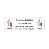 Funny marabou stork cartoon etiket (Voorkant)