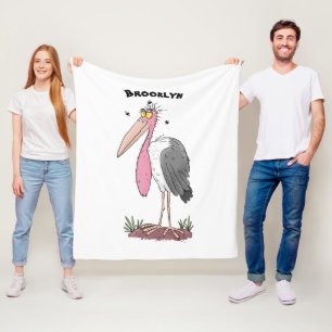 Funny marabou stork cartoon fleece deken