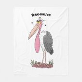 Funny marabou stork cartoon fleece deken (Voorkant)