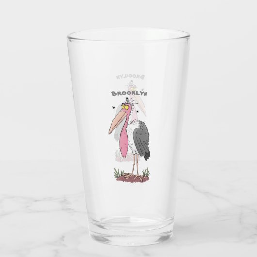 Funny marabou stork cartoon glas (Achterkant)