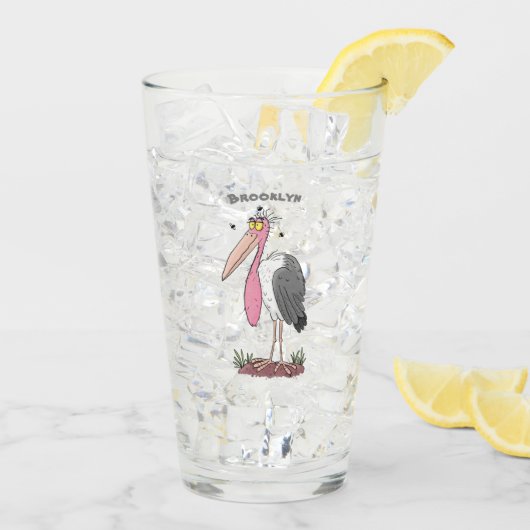 Funny marabou stork cartoon glas (Achterkant ijs)