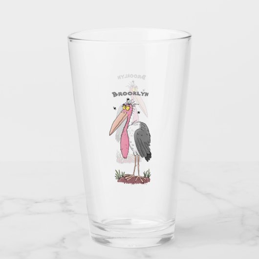 Funny marabou stork cartoon glas (Voorkant)