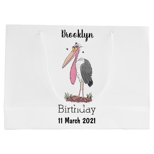 Funny marabou stork cartoon groot cadeauzakje (Achterkant)