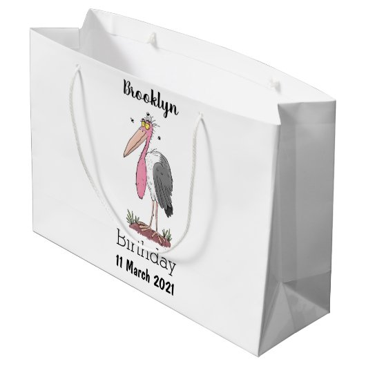 Funny marabou stork cartoon groot cadeauzakje (Achterkant Gekanteld)
