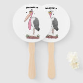 Funny marabou stork cartoon handwaaier (Voorkant en achterkant)