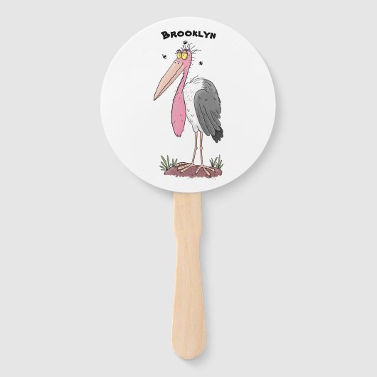 Funny marabou stork cartoon handwaaier (Voorkant)