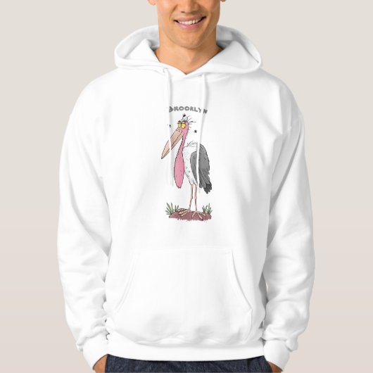 Funny marabou stork cartoon hoodie (Voorkant)