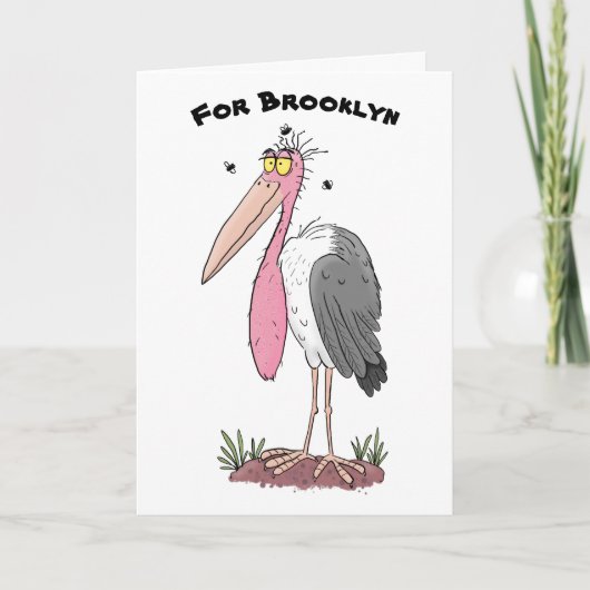 Funny marabou stork cartoon kaart (Voorkant)