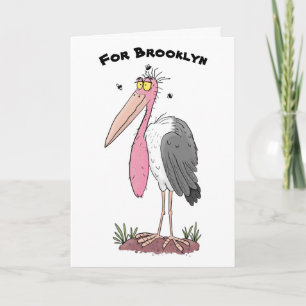 Funny marabou stork cartoon kaart