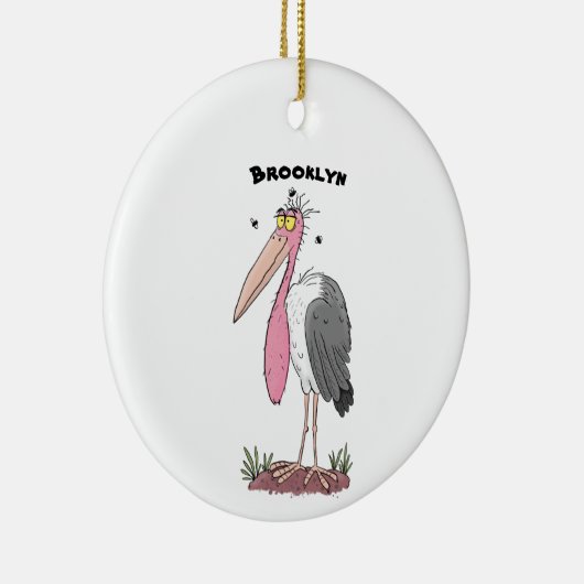 Funny marabou stork cartoon keramisch ornament (Rechts)