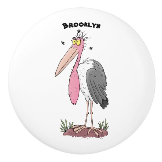 Funny marabou stork cartoon keramische knop (Voorkant)