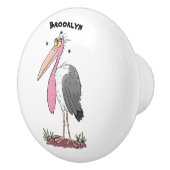 Funny marabou stork cartoon keramische knop (Rechts)