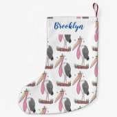 Funny marabou stork cartoon kleine kerstsok (Achterkant)