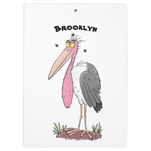 Funny marabou stork cartoon klembord (Achterkant)
