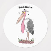 Funny marabou stork cartoon labels (Design 1)