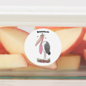 Funny marabou stork cartoon labels (Aangebracht)