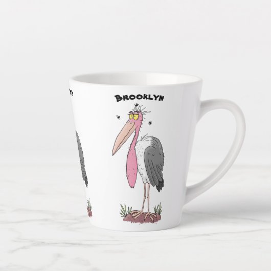 Funny marabou stork cartoon latte mok (Rechts)
