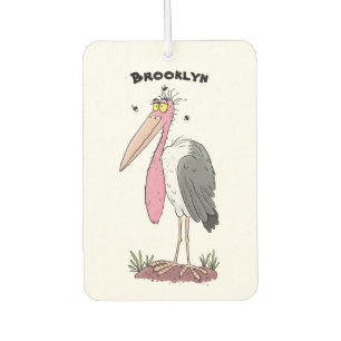 Funny marabou stork cartoon luchtverfrisser