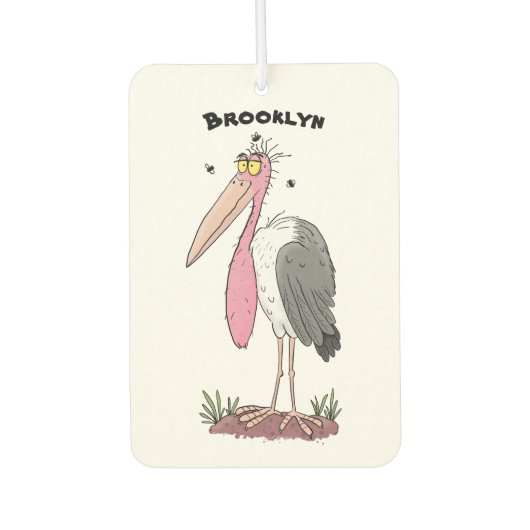 Funny marabou stork cartoon luchtverfrisser (Voorkant)