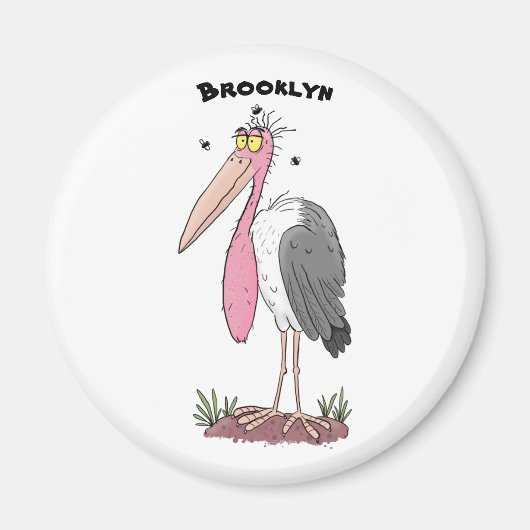 Funny marabou stork cartoon magneet (Voorkant)