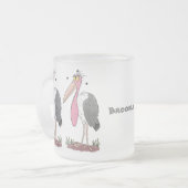 Funny marabou stork cartoon matglas koffiemok (Voorkant links)
