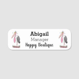 Funny marabou stork cartoon naamplaatje