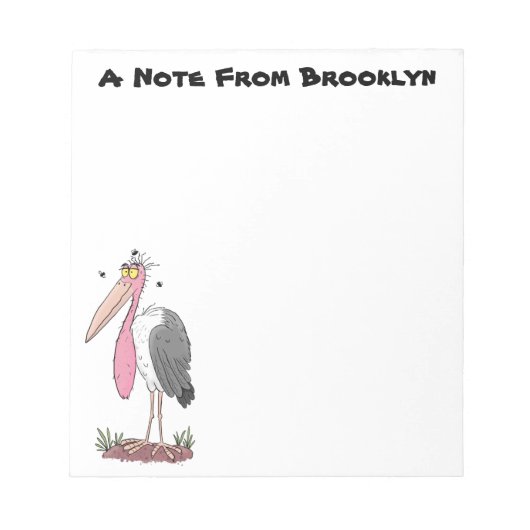 Funny marabou stork cartoon notitieblok (Voorkant)