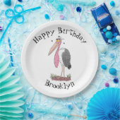 Funny marabou stork cartoon papieren bordje (Feest)