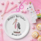 Funny marabou stork cartoon papieren bordje (Feest)