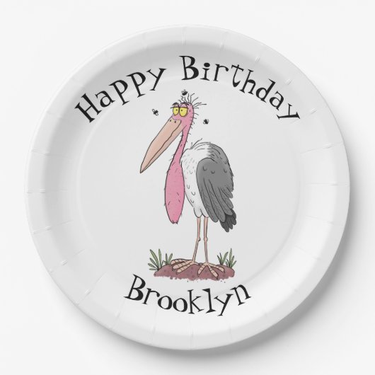 Funny marabou stork cartoon papieren bordje (Voorkant)