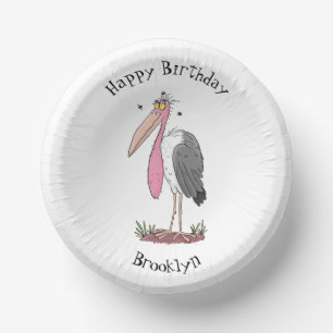 Funny marabou stork cartoon papieren kommen