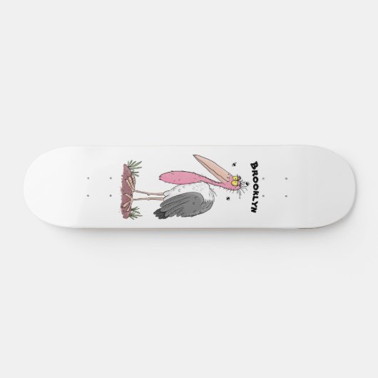 Funny marabou stork cartoon persoonlijk skateboard (Horizontaal)