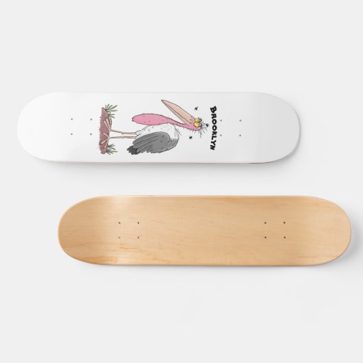 Funny marabou stork cartoon persoonlijk skateboard (Horizontaal)