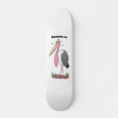 Funny marabou stork cartoon persoonlijk skateboard (Voorkant)