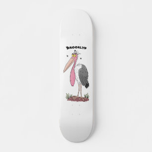 Funny marabou stork cartoon persoonlijk skateboard