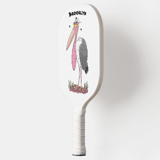 Funny marabou stork cartoon pickleball paddle (Links)