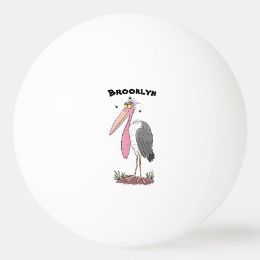 Funny marabou stork cartoon pingpongbal (Achterkant)