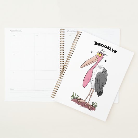 Funny marabou stork cartoon planner (Display)