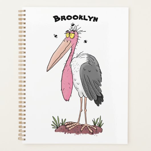 Funny marabou stork cartoon planner (Voorkant)