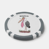 Funny marabou stork cartoon poker chips (Enkel)