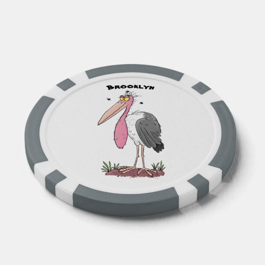 Funny marabou stork cartoon poker chips (Enkel)